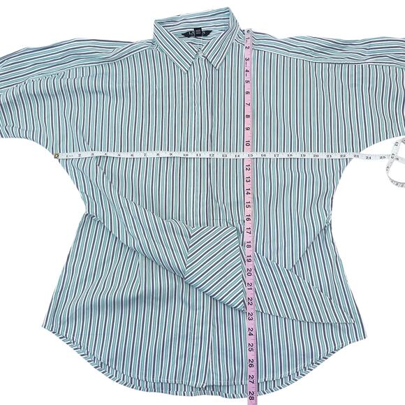 Lauren Ralph Lauren Striped Button-Up Shirt with Waist Tie Size Large - Picture 9 of 16
